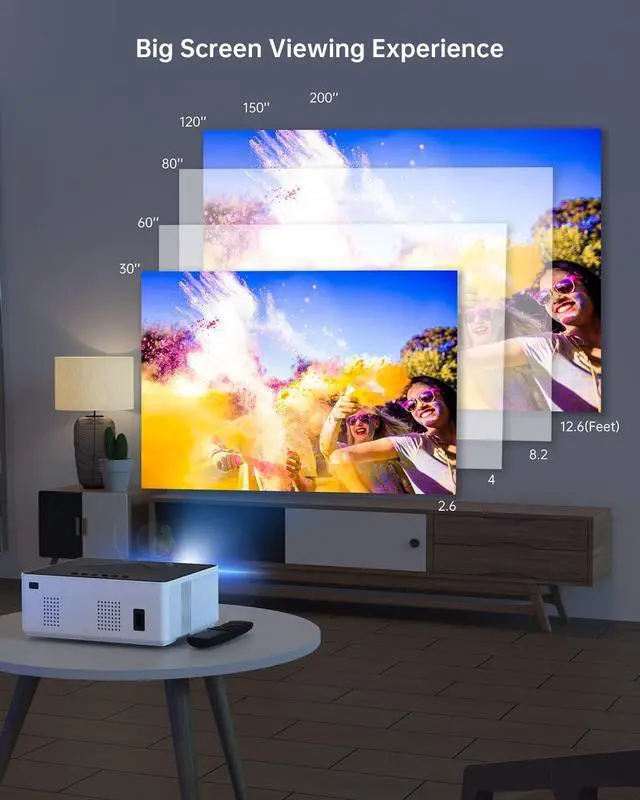 Alt view image 6 of 7 - HISION Mini Projector Native 1080P Outdoor Movie Projector, 8000L Portable Home Theater 4K Support Video Projector Compatible with TV Stick, HDMI, VGA, USB, Laptop, DVD, iOS & Android Smartphone