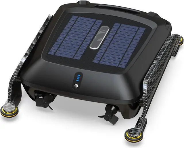 Main image of Solar Pool Skimmer Robot: SR5 PRO Automatic Pool Surface Skimmer with Solar Powered 24/7 Continuous Cleaning Robotic Pool Skimmer, Two Speed Modes, Dual Charging, Black