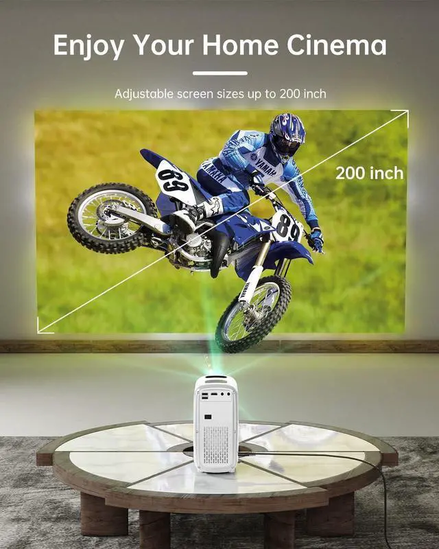 Alt view image 6 of 7 - Mini Bluetooth Portable Movie Projector - HISION 1080P Projector 4K Home Projector Outdoor TV Projector 8500L Video LED Projector Compatible with TV Stick Laptop Phone Tablet HDMI USB DVD WHITE