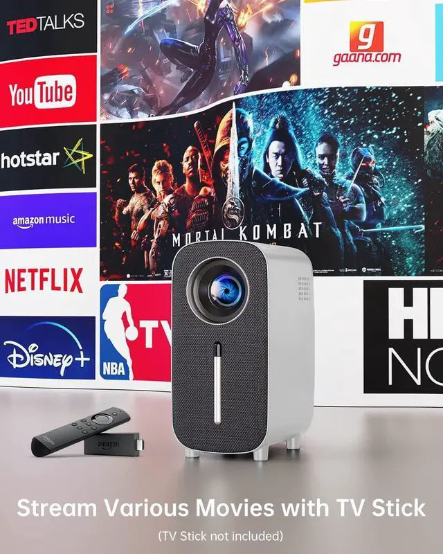 Alt view image 5 of 7 - Mini Bluetooth Portable Movie Projector - HISION 1080P Projector 4K Home Projector Outdoor TV Projector 8500L Video LED Projector Compatible with TV Stick Laptop Phone Tablet HDMI USB DVD WHITE