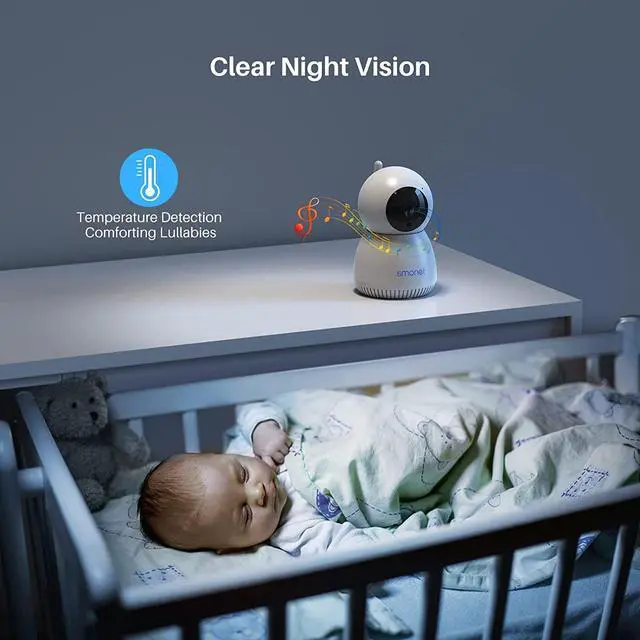Alt view image 4 of 7 - SMONET Baby Monitor with Video and Audio,1080P Baby Monitor with 2 Cameras Remote Pan Tilt Feed Alarm Two-Way Talk Night Vision Crying Alarm