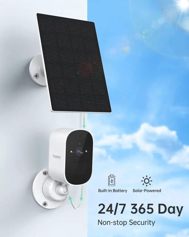 Alt view image 2 of 7 - Solar Security Cameras Wireless Outdoor,Firstrend Home Security System 2K WiFi Outside Cameras Wireless with Floodlight Color Night Vision PIR Motion Detection Two Way Audio Solar Battery Powered
