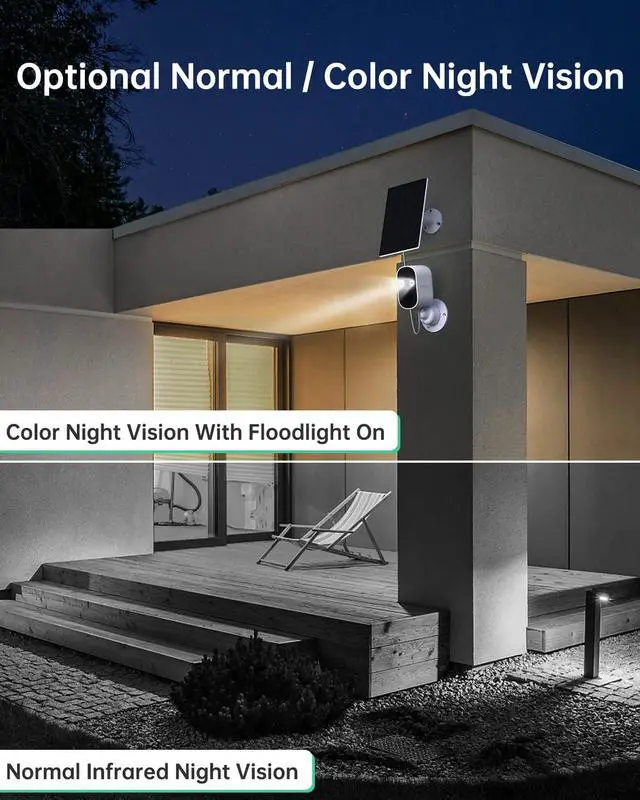 Alt view image 5 of 7 - Solar Security Cameras Wireless Outdoor,Firstrend Home Security System 2K WiFi Outside Cameras Wireless with Floodlight Color Night Vision PIR Motion Detection Two Way Audio Solar Battery Powered