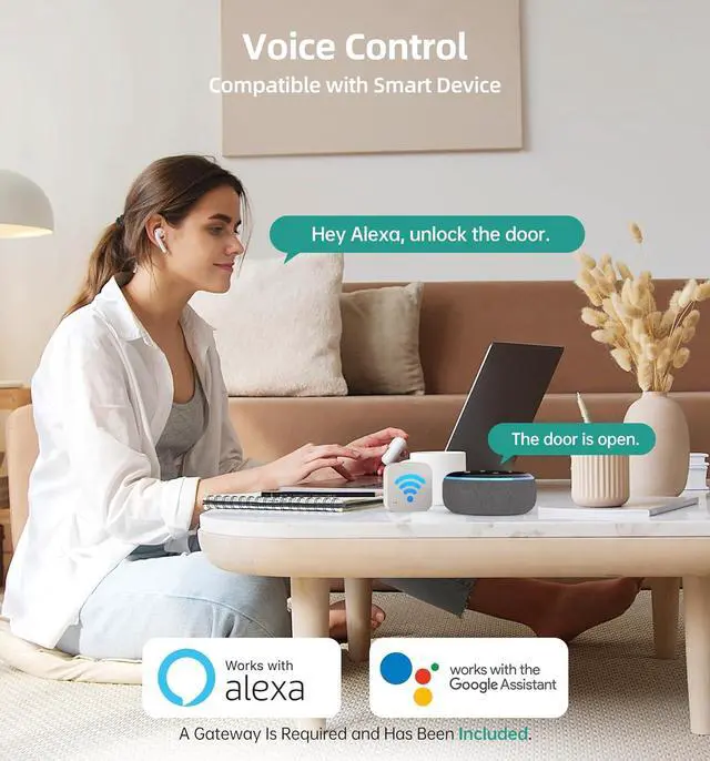 Alt view image 4 of 7 - Smart Door Lock WiFi Deadbolt: HEANTLE Keyless Entry Front Door Lock Fingerprint Electronic Digital Keypad Deadbolt with Alexa Voice App Remote Control Auto Lock Matte Black