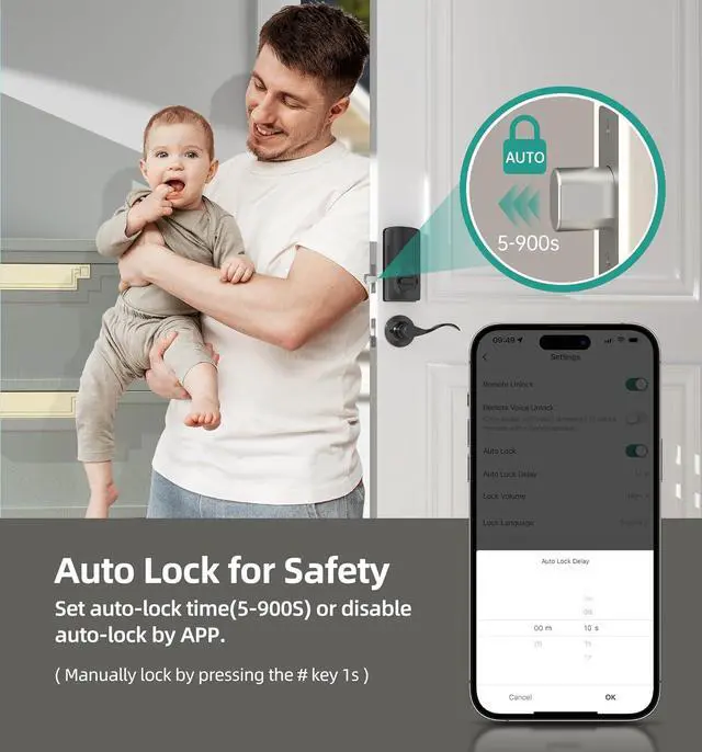Alt view image 6 of 7 - Smart Door Lock WiFi Deadbolt: HEANTLE Keyless Entry Front Door Lock Fingerprint Electronic Digital Keypad Deadbolt with Alexa Voice App Remote Control Auto Lock Matte Black