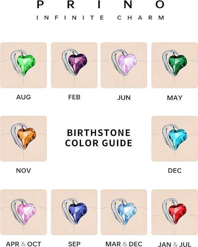 Alt view image 6 of 6 - Necklace for Women with Birthstone Crystals, Love Heart Pendant and Silver Plated Chain,Perfect Anniversary, Birthday,or Valentines Day Jewelry Gifts for Women,Wife, Mom,or Girlfriend Purple