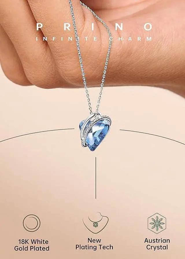 Alt view image 2 of 6 - Necklace for Women, Prino Love Heart Crystal Necklace Jewelry Birthday Gifts for Her Women Mom Wife Girlfriend -Valentines Day Christmas Anniversary Mothers Day Gifts