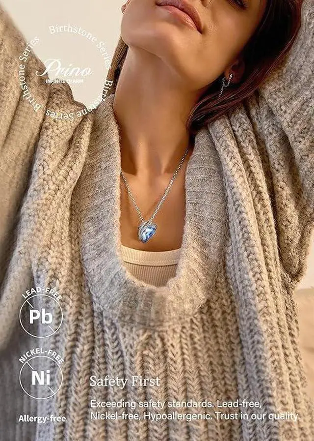 Alt view image 4 of 6 - Necklace for Women, Prino Love Heart Crystal Necklace Jewelry Birthday Gifts for Her Women Mom Wife Girlfriend -Valentines Day Christmas Anniversary Mothers Day Gifts
