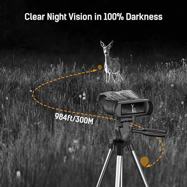 Alt view image 5 of 7 - HISION Night Vision Goggles, 4K Binoculars with Camera for Day Night Thermal Wildlife Hunting & Shooting Military Tactical Infrared Scope 4000mAh 80X Magnification (Optical 10X & Digital 8X)