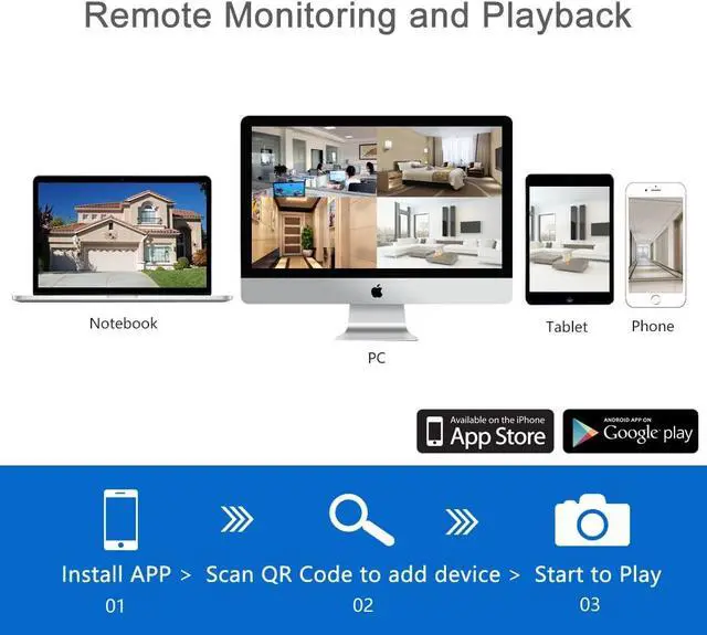 Alt view image 2 of 6 - Firstrend WiFi Wireless Security Camera System, Wireless NVR System with 4pcs Security Bullet Camera and 2TB HDD, 2-Way Audio, AI Human Detection,Night Vision and Remote Monitoring