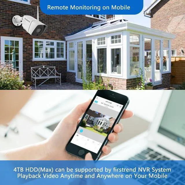 Alt view image 3 of 6 - Firstrend WiFi Wireless Security Camera System, Wireless NVR System with 4pcs Security Bullet Camera and 2TB HDD, 2-Way Audio, AI Human Detection,Night Vision and Remote Monitoring