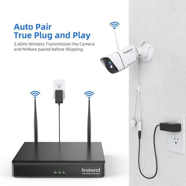 Alt view image 4 of 6 - Firstrend WiFi Wireless Security Camera System, Wireless NVR System with 4pcs Security Bullet Camera and 2TB HDD, 2-Way Audio, AI Human Detection,Night Vision and Remote Monitoring