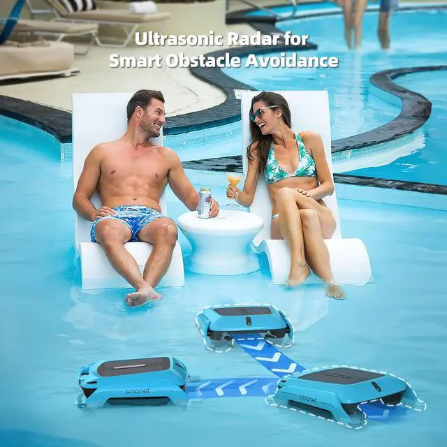 Alt view image 4 of 7 - Solar Powered Pool Skimmer Robot: Automatic Pool Surface Skimmer Cleaner, Robotic Pool Skimmer Dual Charging Modes, Smart Radar Obstacle Avoidance, 24/7 Continuous Surface Cleaning for Most Pools