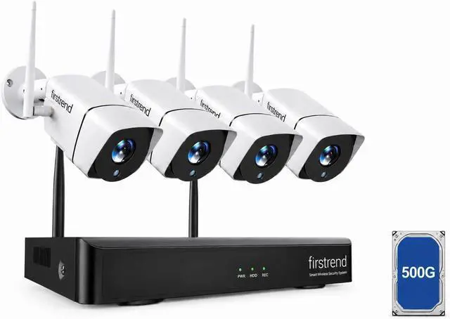 Main image of Firstrend WiFi Wireless Security Camera System, 8Ch NVR with CCTV Bullet Cameras No Monthly Fees, AI Human Detection, 2-Way Audio, IP66 Waterproof, H.265, 24/7 Recording