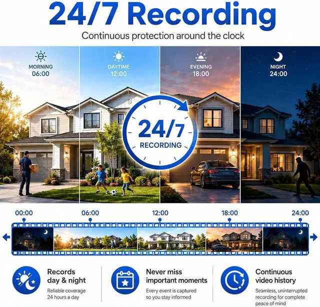 Alt view image 3 of 7 - Firstrend WiFi Wireless Security Camera System, 8Ch NVR with CCTV Bullet Cameras No Monthly Fees, AI Human Detection, 2-Way Audio, IP66 Waterproof, H.265, 24/7 Recording