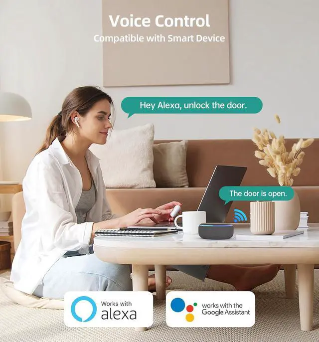 Alt view image 5 of 7 - Keyless Fingerprint Door Lock Set: HEANTLE WiFi Front Door Lock with Handles - Alexa Smart Electronic Digital Keypad Deadbolt Sets App Remote Control