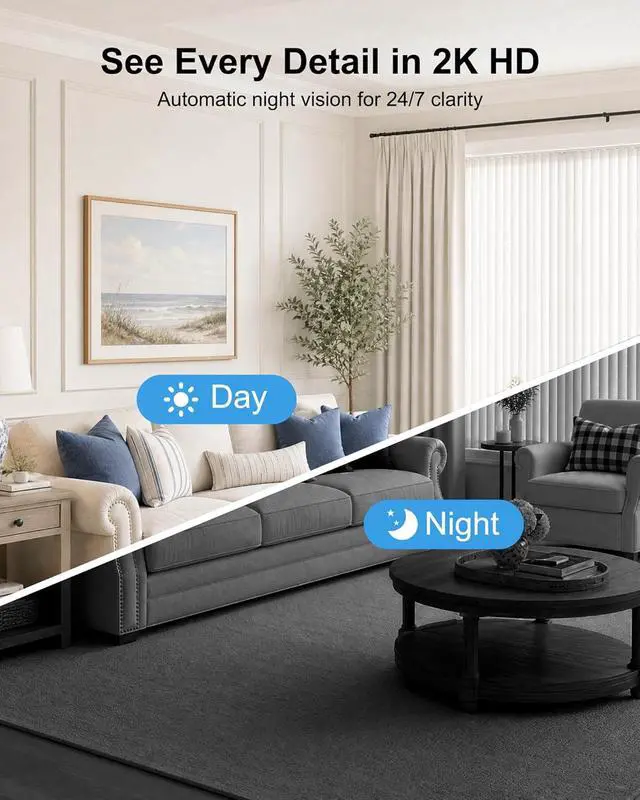 Alt view image 6 of 7 - 4G LTE Cellular Security Camera, No WiFi 2K HD Indoor Surveillance Camera with Built-In SIM Card for Remote Viewing, PIR Motion Detection Auto Night Vision Real-Time Alerts, Portable Battery Camera
