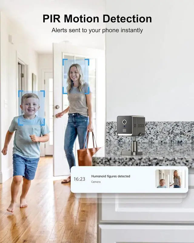 Alt view image 7 of 7 - 4G LTE Cellular Security Camera, No WiFi 2K HD Indoor Surveillance Camera with Built-In SIM Card for Remote Viewing, PIR Motion Detection Auto Night Vision Real-Time Alerts, Portable Battery Camera