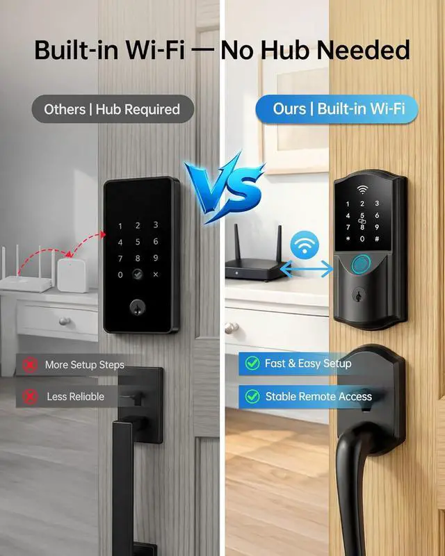 Alt view image 2 of 14 - WiFi Smart Lock for Front Door Firstriver Keyless Entry Electronic Deadbolt with Biometric Fingerprint & Digital Keypad Built-in Wi-Fi App Control Auto Lock Compatible with Alexa & Google Assistant