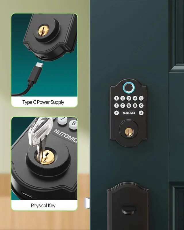 Alt view image 7 of 7 - Fingerprint Door Lock - Keyless Entry Door Lock with Keypads - Smart Deadbolt Biometric Digital Electronic Door Lock - Smart Door Lock Front Door - Anti-Peeping Code - Easy Installation - Matte Black