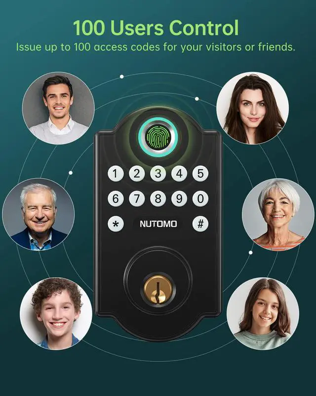 Alt view image 4 of 7 - Fingerprint Door Lock - Keyless Entry Door Lock with Keypads - Smart Deadbolt Biometric Digital Electronic Door Lock - Smart Door Lock Front Door - Anti-Peeping Code - Easy Installation - Matte Black