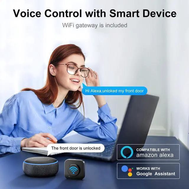 Alt view image 6 of 7 - Smart Door Lock Keyless Entry Set, WiFi Fingerprint Deadbolt with Handle and Gateway, 12-in-1 Electronic Biometric Keypad, Alexa Compatible, IP65 Waterproof, Silver, 1 Pack