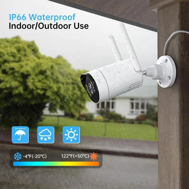 Alt view image 6 of 7 - 2MP WiFi Security Camera System, 4-Camera Kit with 4-Channel NVR, 512GB Hard Drive, Night Vision, IP66 Waterproof, No Monthly Fee