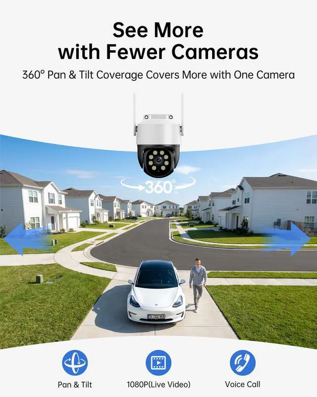 Alt view image 3 of 7 - 5MP WiFi Security Camera System, 8-Camera NVR Kit with 3TB Hard Drive, PTZ Cameras, Night Vision, No Monthly Fee