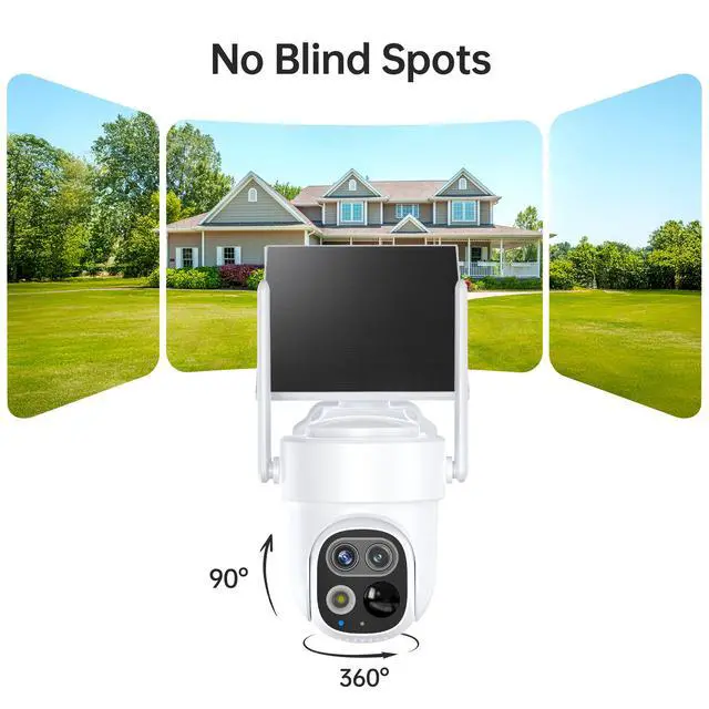 Alt view image 6 of 7 - Solar Security Cameras Wireless Outdoor 4-Pack, Dual-Lens PTZ Home Security System, AI Detection, Color Night Vision, 64GB Local Storage, No Monthly Fee