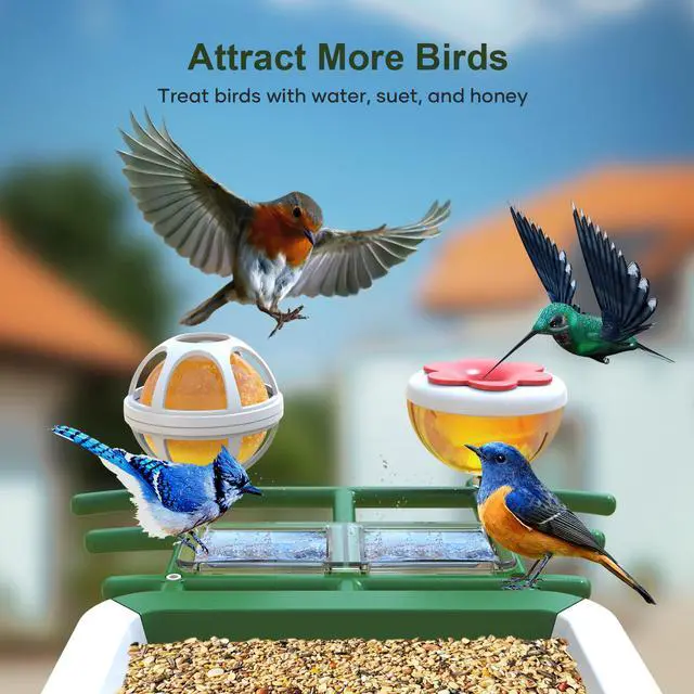 Alt view image 4 of 7 - Smart Bird Feeder with Camera, Solar Powered Birdhouse Camera with AI Bird Recognition, Outdoor Wireless WiFi Bird Feeder with Live Video, Fun Gift for Mom, Grandma, Daughter