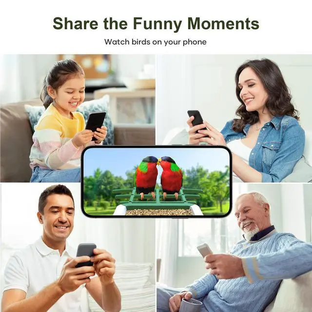 Alt view image 5 of 7 - Smart Bird Feeder with Camera, Solar Powered Birdhouse Camera with AI Bird Recognition, Outdoor Wireless WiFi Bird Feeder with Live Video, Fun Gift for Mom, Grandma, Daughter