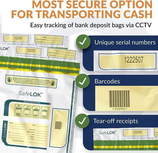 Alt view image 9 of 10 - Deposit Bag Plastic 9 x 12 White/Gray 100/Pack 585089