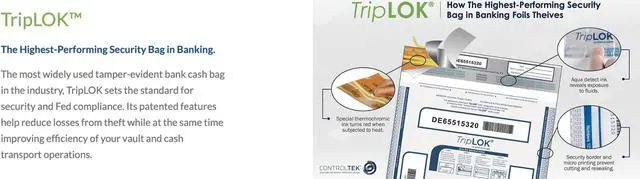 Alt view image 11 of 11 - Triplok Deposit Bag, 12 x 16, 2 mil Thick, Plastic, Clear, 100/Pack (CNK585040)
