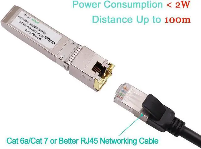 Alt view image 4 of 6 - Wiitek 10Gbps SFP+ to RJ45 Modules, 10GBase-T SFP+ Copper Transceiver (Cat 6a/7 or Better, 100-Meter), Compatible for Cisco SFP-10G-T-X, Ubiquiti, Netgear, Mikrotik, Unifi, Low Power Consumtion
