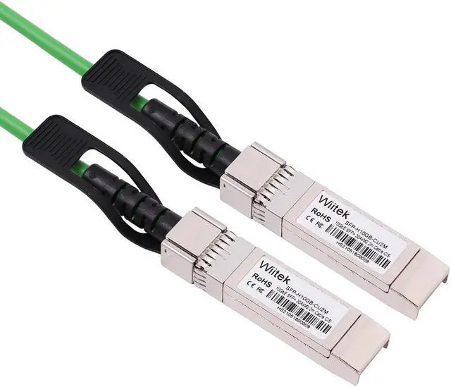 Alt view image 2 of 6 - [Green Colored] 2m 10G SFP+ DAC Twinax Cable, 10Gbase-CU SFP+ Copper Cable, Compatible for Cisco SFP-H10GB-CU2M, Ubiquiti, Juniper, Mellanox, Mikrotik, Netgear, Supermicro, Open Source Switches