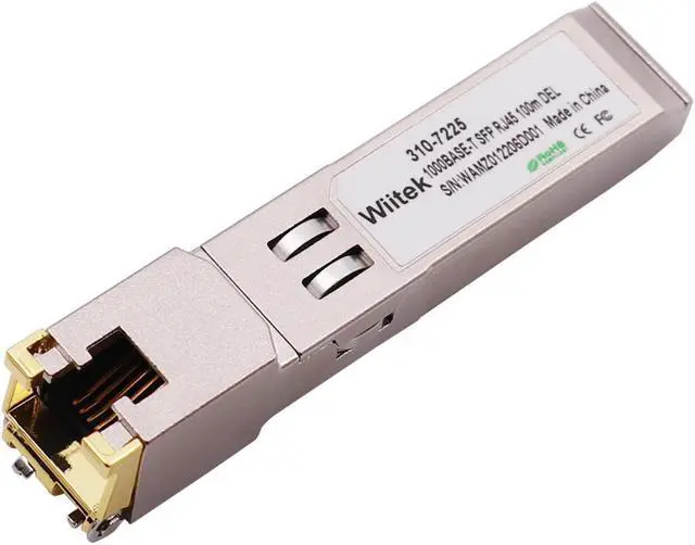 Main image of 1.25G SFP-T, 10/100/1000BASE-T Gigabit Copper SFP, Wiitek SFP to RJ45 Transceivers 100m, Compatible for Dell 310-7225 Ethernet SFP RJ45 Copper Module