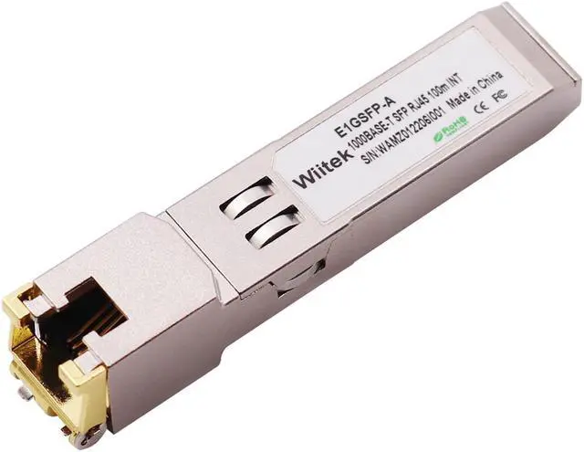 Main image of 1.25G SFP-T, 10/100/1000BASE-T Gigabit Copper SFP, Wiitek SFP to RJ45 Transceivers 100m, Compatible for Intel E1GSFP-A Ethernet SFP RJ45 Copper Module