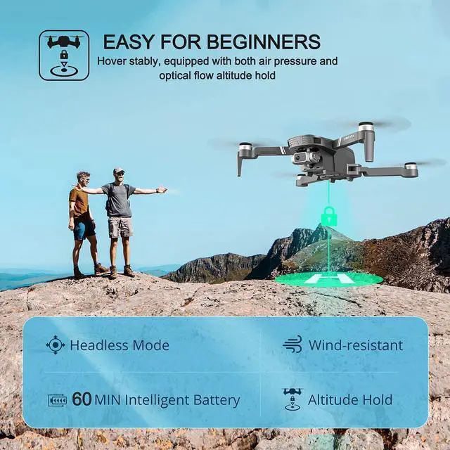 Alt view image 6 of 7 - 4DRC F4 GPS Drone with 4K UHD Camera, 5G WiFi FPV Transmission, Brushless Motor Foldable Quadcopter with 2 Batteries up to 60 minutes flight time + Storage Case