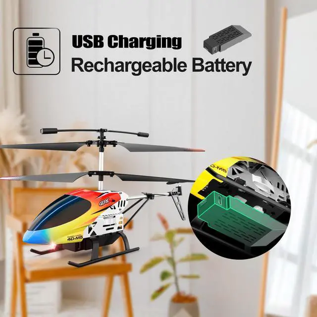 Alt view image 4 of 7 - 4DRC M5 RC Helicopter, 3.5 Channels 2.4G Wireless RC Aircraft, High Tough Case and Aluminum Alloy Body, with LED Lights, 30 Minutes Flight Time with 2 Batteries, Toy Gift for Kids