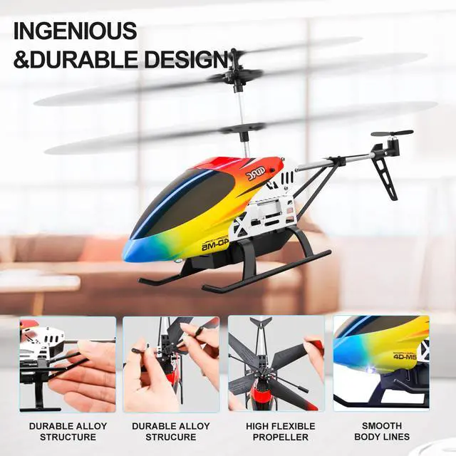 Alt view image 5 of 7 - 4DRC M5 RC Helicopter, 3.5 Channels 2.4G Wireless RC Aircraft, High Tough Case and Aluminum Alloy Body, with LED Lights, 30 Minutes Flight Time with 2 Batteries, Toy Gift for Kids