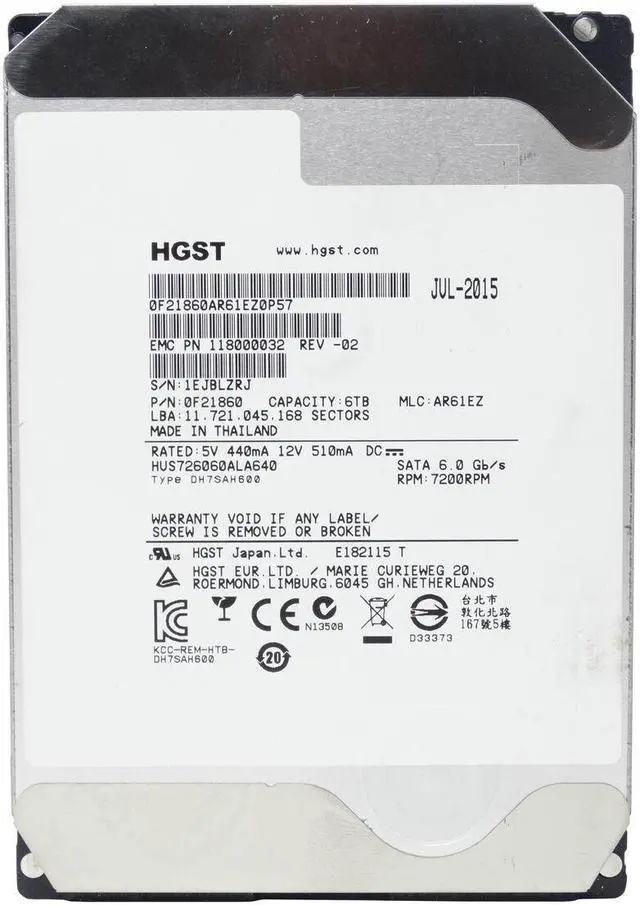 Main image of 6TB 3.5 SATA 6Gb/s 64MB HGST HUS726060ALA640 Enterprise HDD DVR  Hard Drive He6