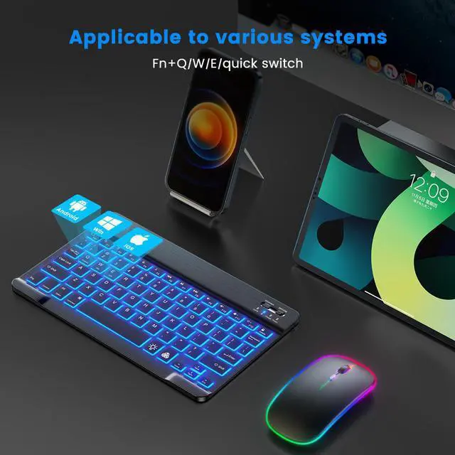 Alt view image 5 of 7 - Ipad Wireless Keyboard Bluetooth Keyboard And Mouse Mini Keyboards Tablet Backlit Keyboard For Phone Ipad Pro 12 - 7 inch EN Keyboard
