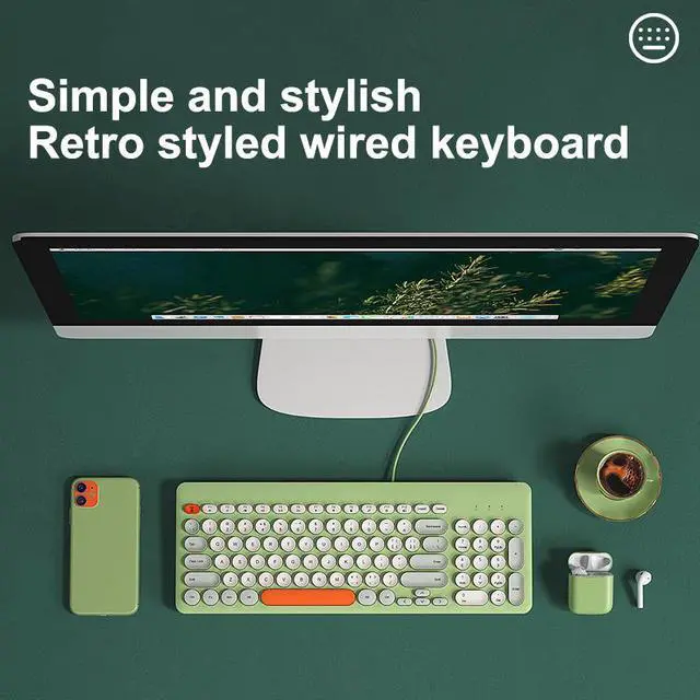 Alt view image 6 of 7 - USB Wire Keyboard Mouse Combo For Macbook Pro Portable Gaming Keyboard Mouse For Laptop PC Gamer Computer Keyboard Magic Mouse - Green Keyboard
