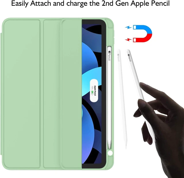 Alt view image 2 of 7 - iPad Air 11 Inch Case M4 2026/ M3 (2025)/ M2 (2024) iPad Air 5th (2022)/ 4th Generation (2020) 10.9 Inch - Smart Cover with Pencil Holder and Soft TPU Back Auto Wake/Sleep(New Matcha Green)