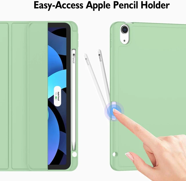 Alt view image 3 of 7 - iPad Air 11 Inch Case M4 2026/ M3 (2025)/ M2 (2024) iPad Air 5th (2022)/ 4th Generation (2020) 10.9 Inch - Smart Cover with Pencil Holder and Soft TPU Back Auto Wake/Sleep(New Matcha Green)