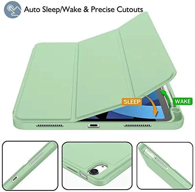 Alt view image 4 of 7 - iPad Air 11 Inch Case M4 2026/ M3 (2025)/ M2 (2024) iPad Air 5th (2022)/ 4th Generation (2020) 10.9 Inch - Smart Cover with Pencil Holder and Soft TPU Back Auto Wake/Sleep(New Matcha Green)