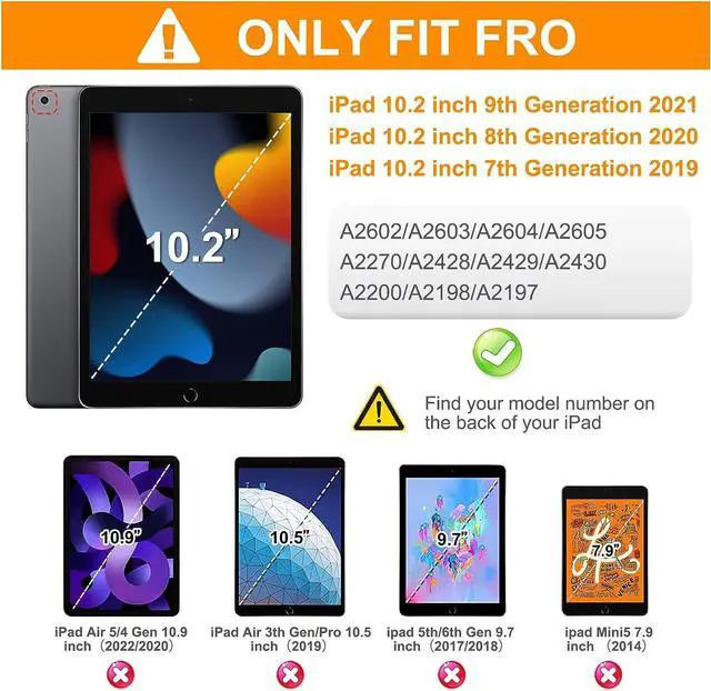 Alt view image 2 of 7 - iPad 9th 8th 7th Generation 10.2 Inch 2021 2020 2019 Case Kids, Shockproof Silicone Case with Screen Protector, Pencil Cap Holder, Shoulder Strap, Handle Grip, Kickstand-Carnival Night (Black)