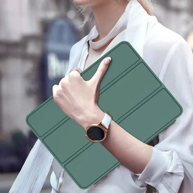 Alt view image 6 of 7 - iPad Air Case 5th Generation/4th Generation 2022/2020 10.9 Inch Smart iPad Case[Support Touch ID and Auto Wake/Sleep] with Auto 2nd Gen Pencil Charging (New Midnight Green)