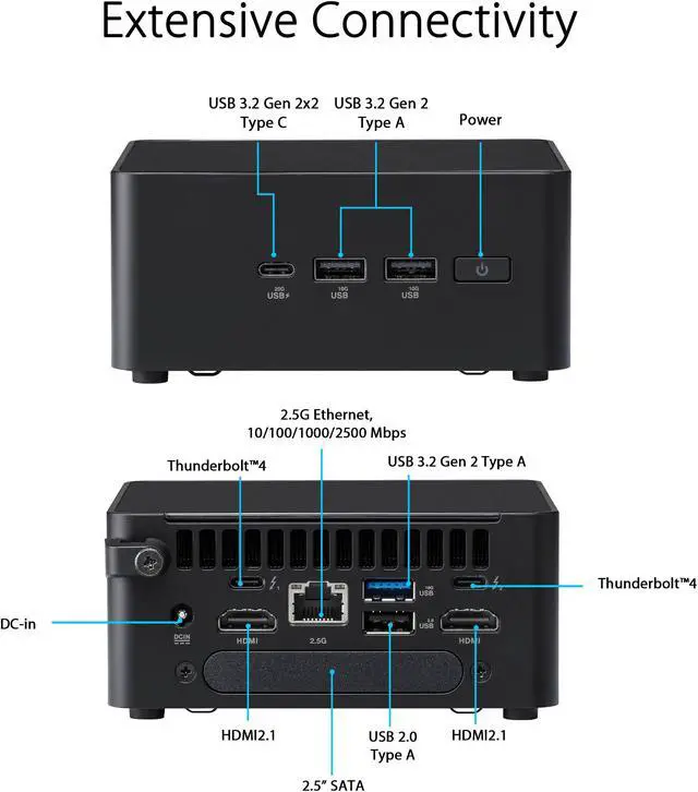 Alt view image 2 of 7 - NUC 14 Pro NUC14RVHU7 Mini Desktop Computer/Mini PC/HTPC 14th Gen. Intel Core Ultra 7 Processor 155H,Intel Arc GPU, 32gb / 2tb ssd