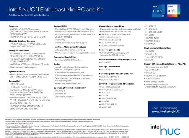 Alt view image 7 of 7 - Intel NUC 11 Enthusiast Kit NUC11PHKi7C Phantom Canyon Home & Business Mini PC Mini Desktop 11th Gen Intel Core i7-1165G7 Upto 4.7GHz,RTX 2060 Graphics,32G RAM,1T SSD